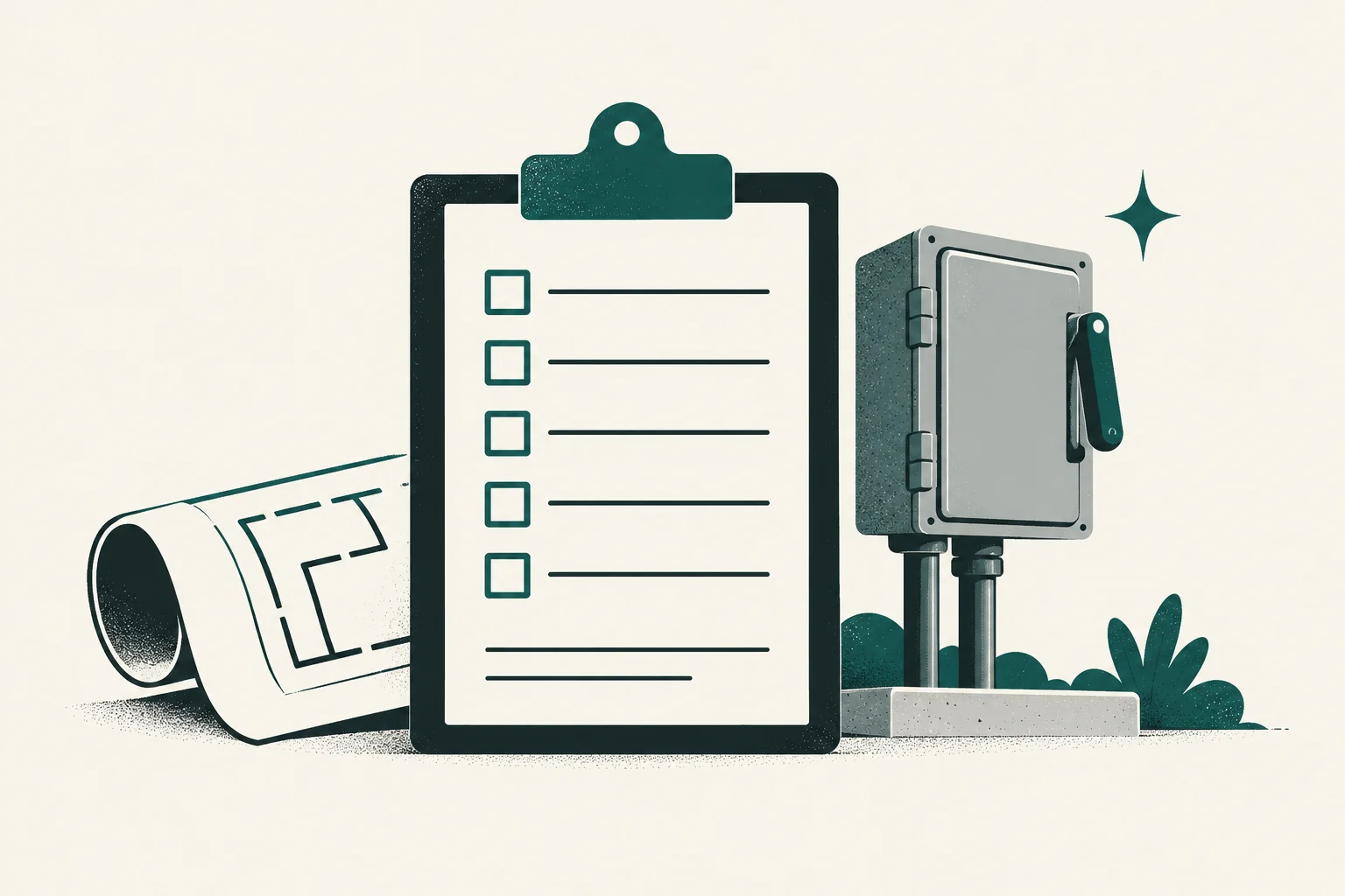 Permit checklist and electrical disconnect for a heat-pump installation
