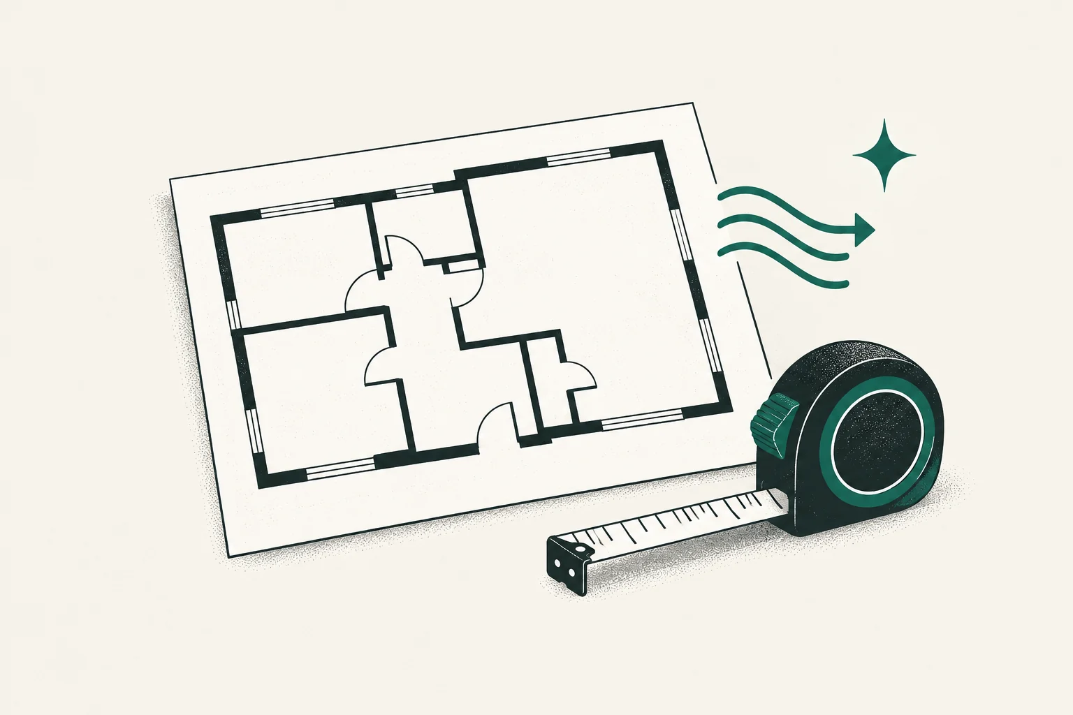 Home floor plan and measurements used for a heat-pump load calculation